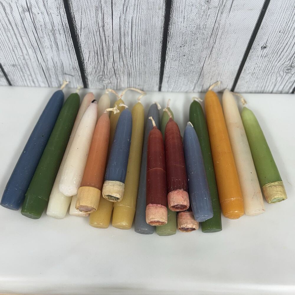 Lot Of 19 Taper Candles 6” & 4.5” Mixed Colors Vintage